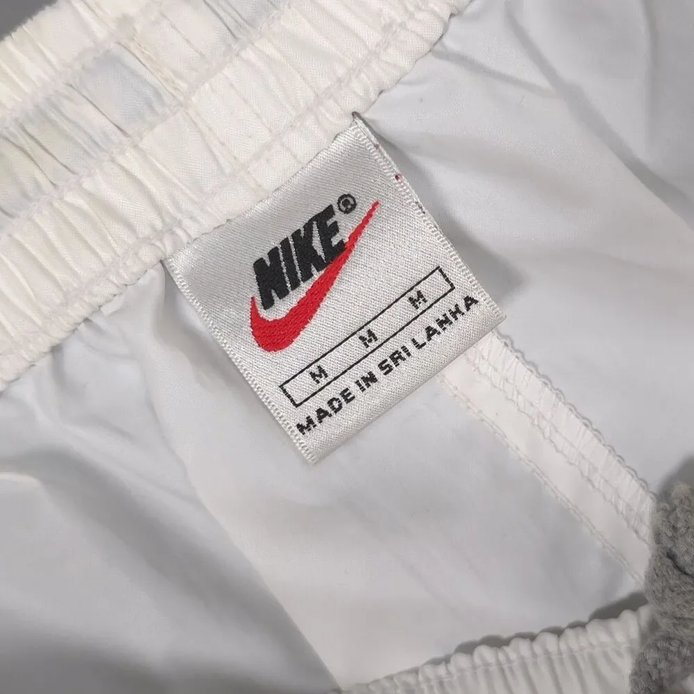 NIKE Men’s MEDIUM Track Pants VINTAGE 90s White Spellout Swoosh Zip Ankle